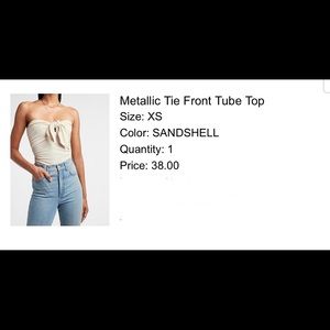 Express Metallic Tie-Front Tube Top
